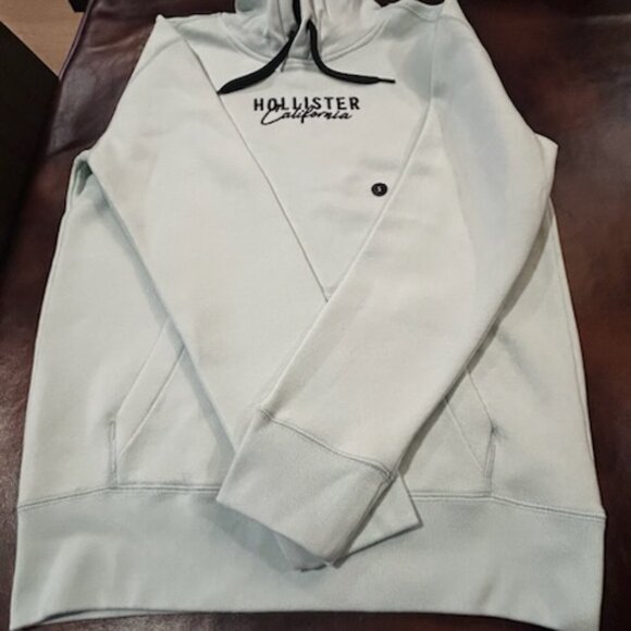 NWOT Hollister California Embroidered Turquoise Light Green Hoodie Pullover - Picture 5 of 10